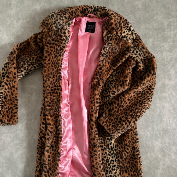 Ci Sono vintage leopard print faux fur coat with pink lining - Picture 4 of 7